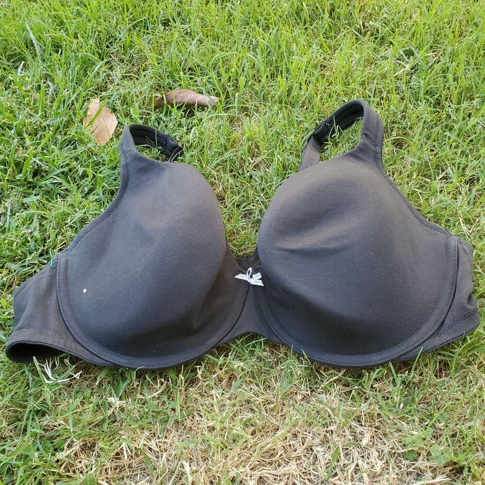 Cacique Black Lightly Linen Full Coverage Bra Size 44D